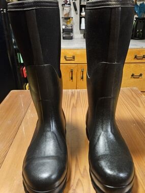 Men's Black Waterproof Tall Boots - Classic All-Weather Style (STEEL TOE)